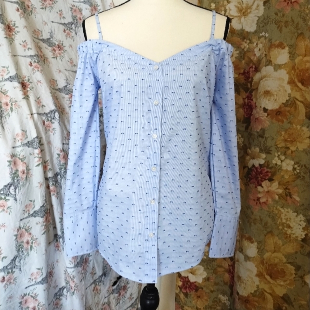 New!!!!  Off the shoulder button up blouse...